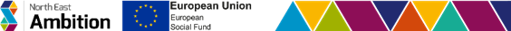 North East Ambition logo, European Social Fund logo