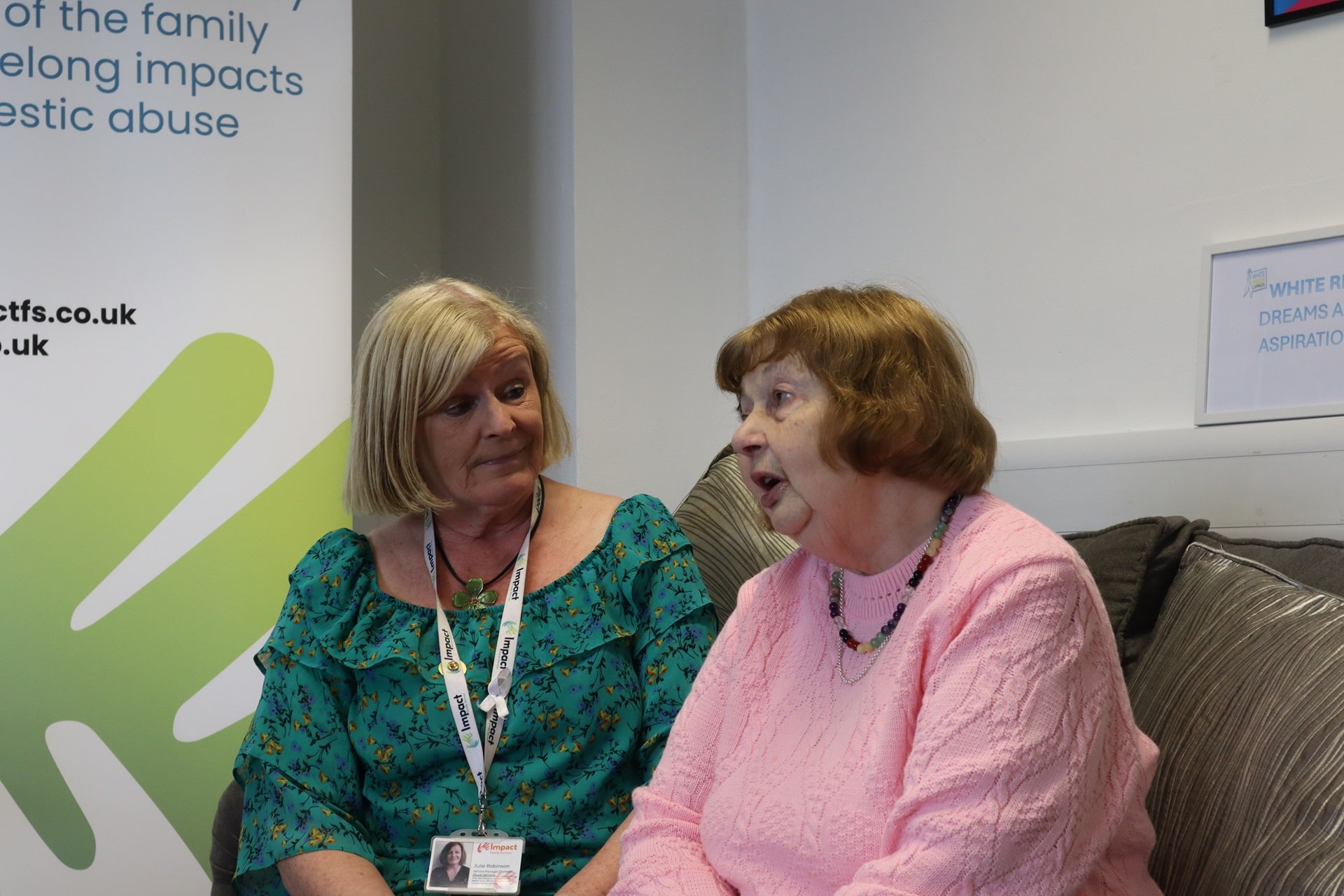 Photo of support staff and client