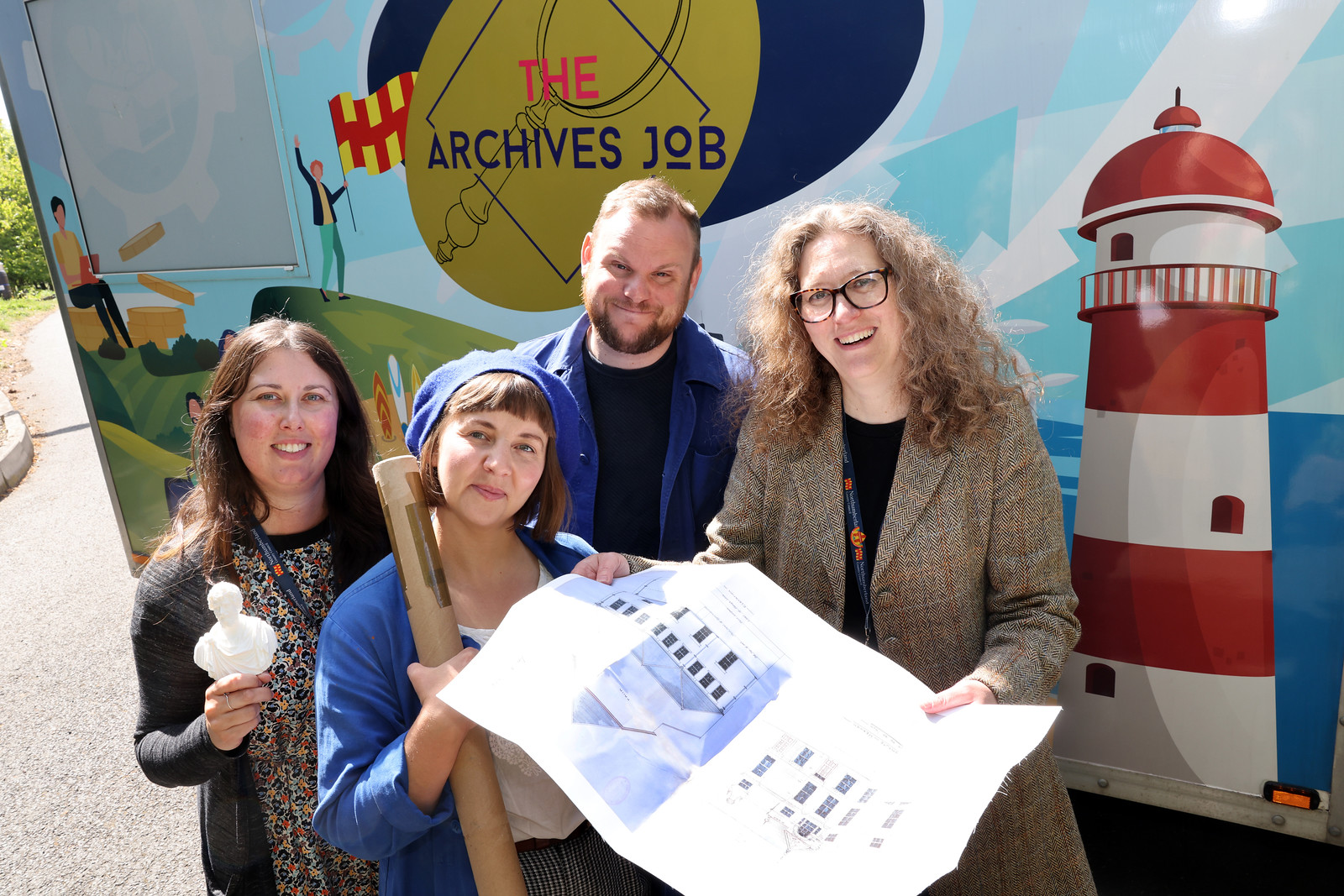 Photograph of theatre designers and beneficiaries